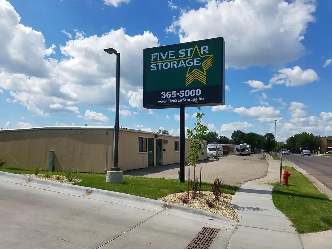 Sign at Five Star Storage