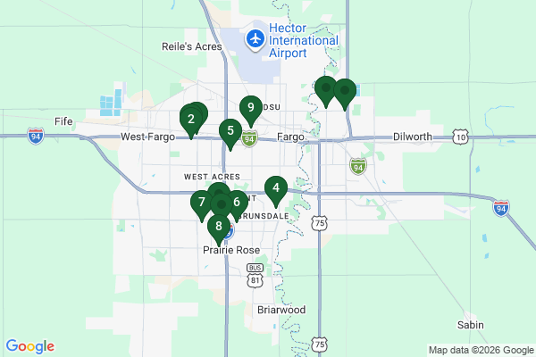 Map showing facility locations