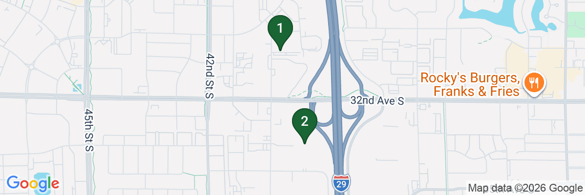 Map showing facility locations