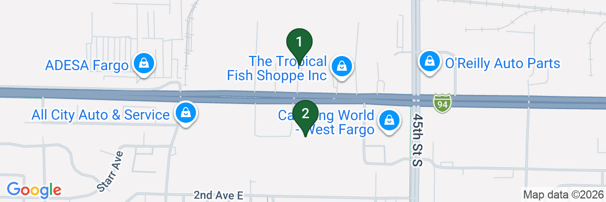 Map showing facility locations
