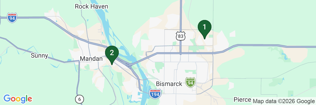 Map showing facility locations