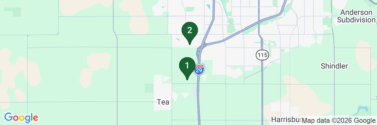 Map showing facility locations