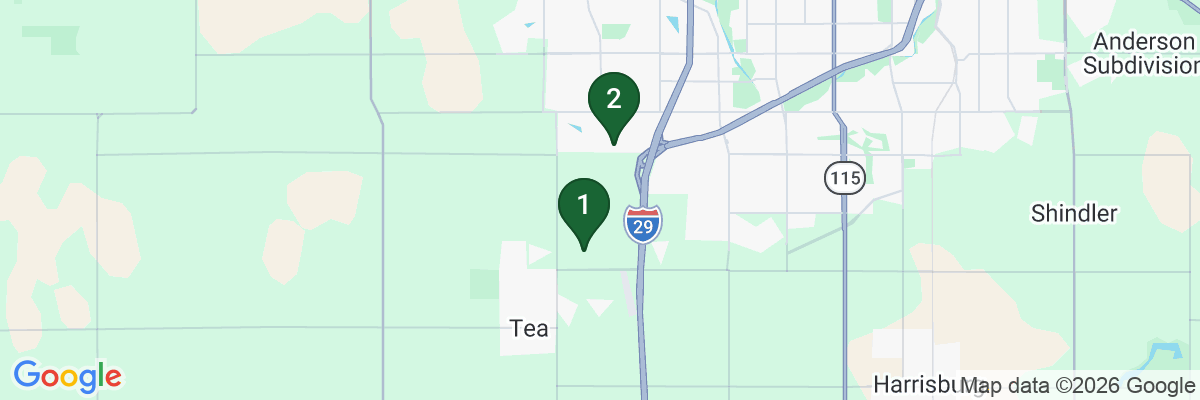 Map showing facility locations