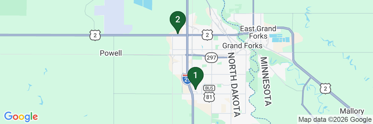 Map showing facility locations