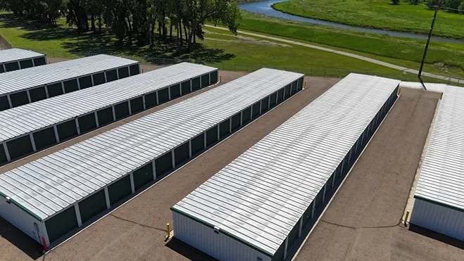 Aerial view of facility with drive up units