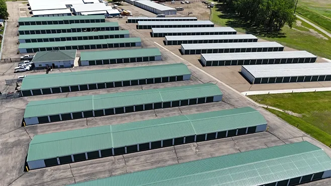 Aerial view of facility with drive up units