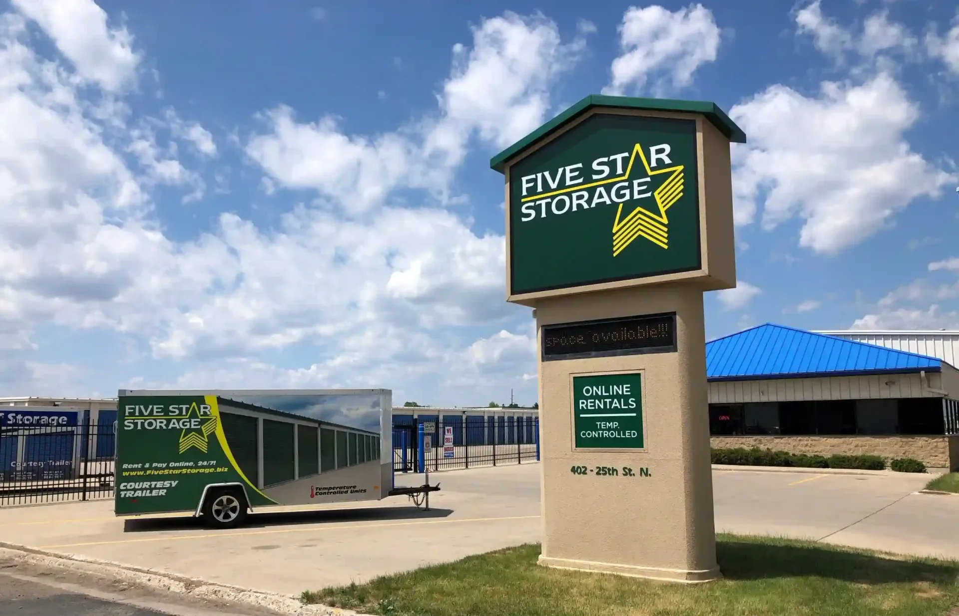 Sign at Five Star Storage