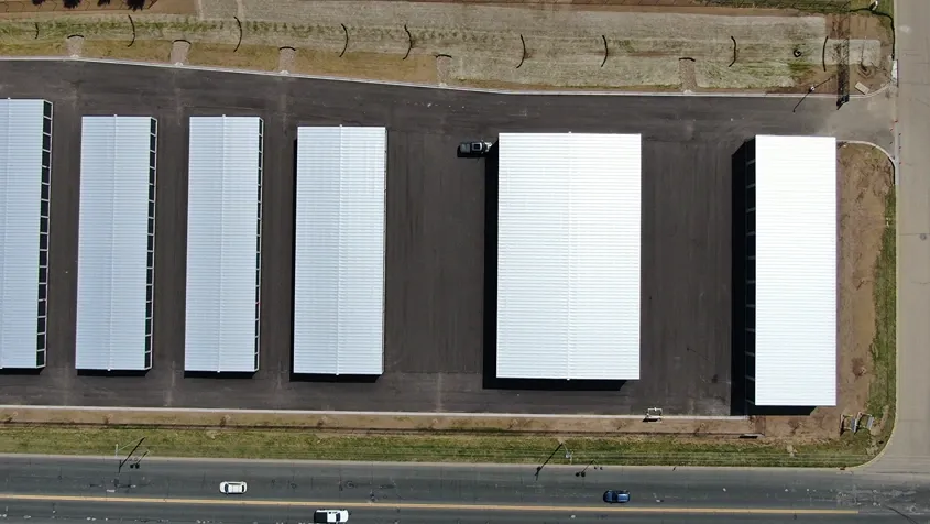 Aerial view of facility with drive up units
