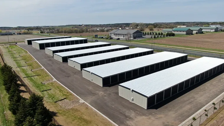 Aerial view of facility with drive up units