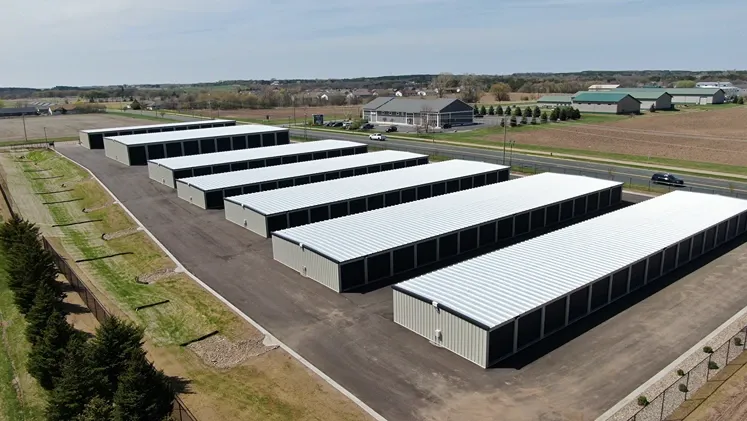 Aerial view of facility with drive up units