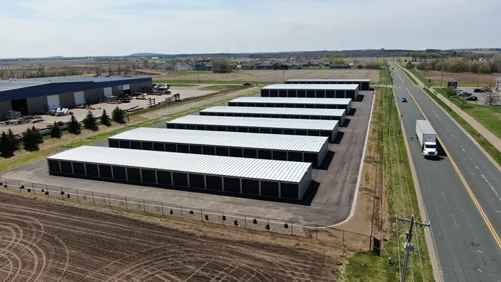 Aerial view of facility with drive up units