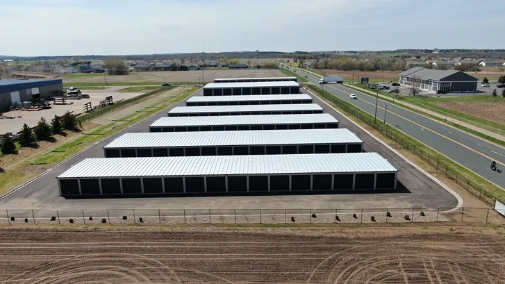 Aerial view of facility with drive up units