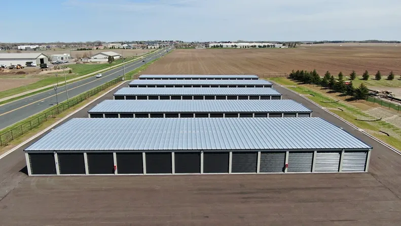 Aerial view of facility with drive up units
