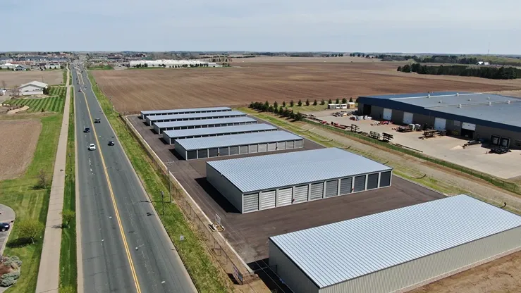 Aerial view of facility with drive up units
