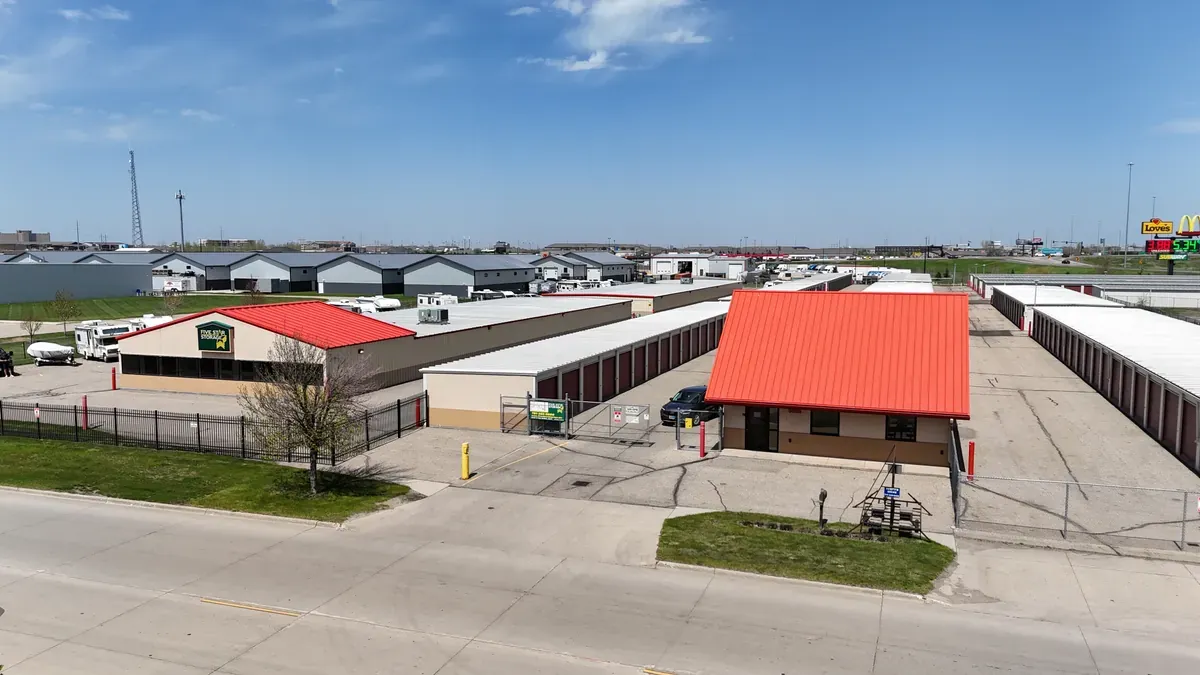 Aerial view of facility with drive up units