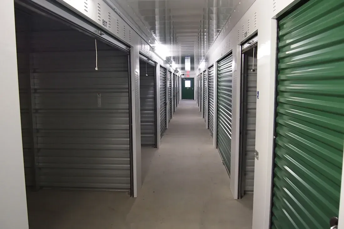Hallway of indoor units at Five Star Storage