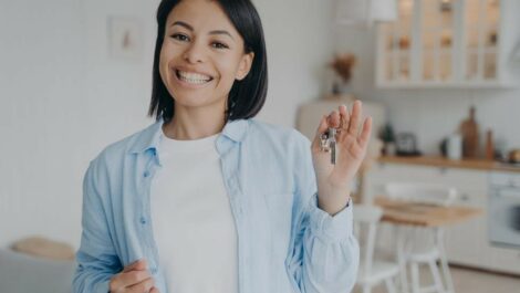 A woman in her new apartment
