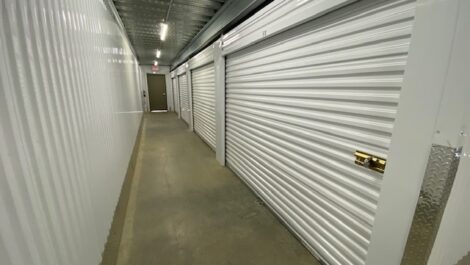 A hallway of indoor, climate controlled storage units in Rochester, MN.