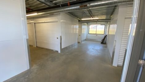 A hallway of indoor, climate controlled storage units in Rochester, MN.