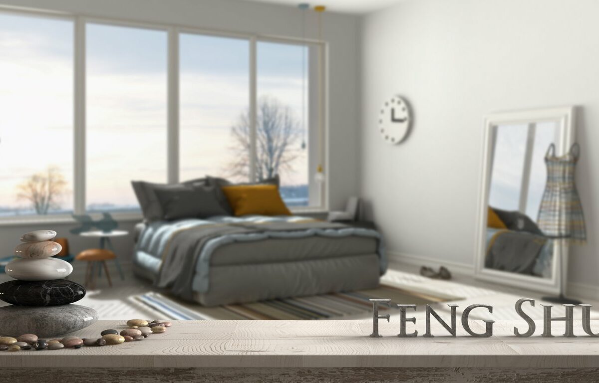 Shot of a bedroom that has applied feng shui elements.